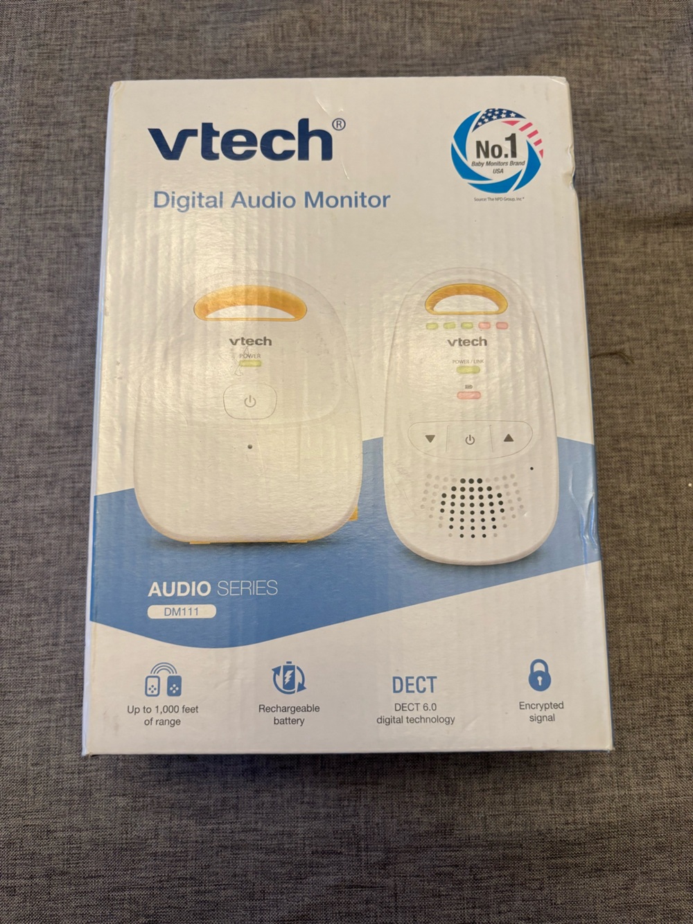 VTech Digital Baby Audio Monitor in White with Yellow Accents